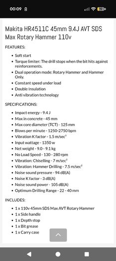 Makita sds max rotary hammer