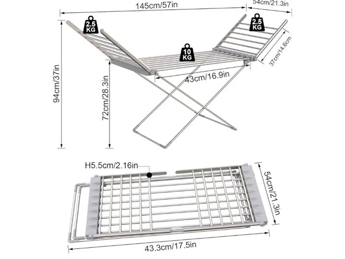 Heated indoor drying rack