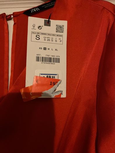 Zara red satin effect dress