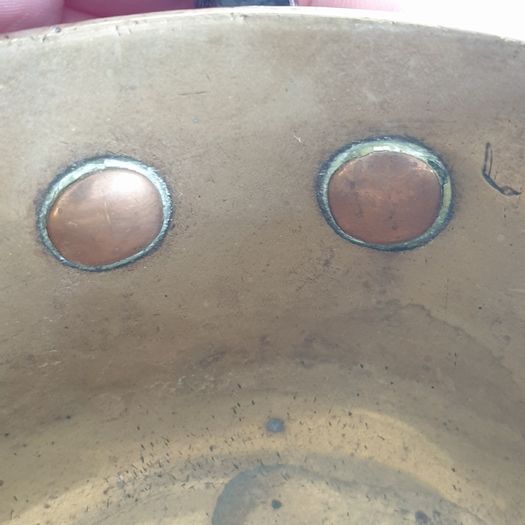 Brass heavy forged cooking pot antique