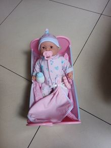 JC Toys -  Doll & Rocking Cradle.