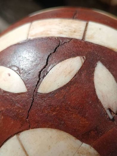 A Pair of Antique Inlaid Wooden Balls