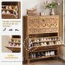 Vintage Brown Shoe Cabinet with 2 Folding Drawers, Freestanding Shoe Storage Organiser for Hallway, Entryway & Home Image 4