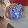 Moroccan small Bongo Drums CERAMIC BASE hand painted goat hide tops vintage Image 4