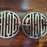 Vintage Solid Brass Chinese Shou Longevity Trivets Hot Plates Matching Pair Image 4