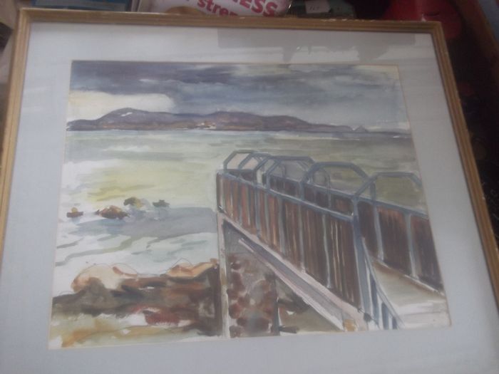 a large water colour of view of howth from sa;thill by  OISIN ROCHE