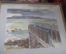 a large water colour of view of howth from sa;thill by  OISIN ROCHE