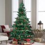 7 foot Artificial Christmas Tree with PVC & PE Branches, Pine Cones, LED Lights and Red Berries Image 2