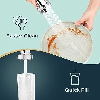 Kitchen Tap, Spring Kitchen Sink Mixer Taps, Commercial Faucet Single Handle Lever, High Arc Swivel 360 with 2 Spray Mode, Polished Chrome