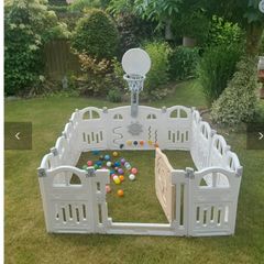 Large Foldable Baby Playpen Safe Plastic with Hoop and 50 Balls