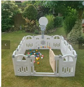 Large Foldable Baby Playpen Safe Plastic with Hoop and 50 Balls