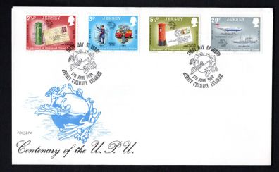 1974 Jersey Centenary of the Universal Postal Union Commemorative Stamps First Day Cover (FDC)