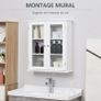 Bathroom wall cabinet, bathroom wall unit with 2 glass doors, adjustable shelf, 55x20x65cm, white Image 7