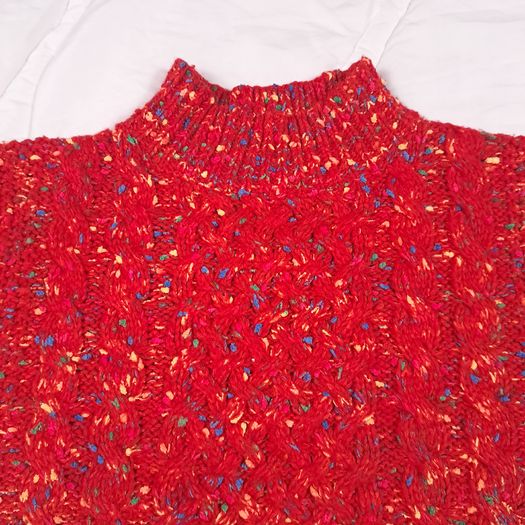 Savida Chunky Red Speckled Cable Knit Jumper 14UK/42EU