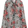 Zara blouse top printed floral houndstooth rose bow tie S Image 2