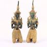 2 Vintage Thai Bronze Angel Teppanom Guardian Figurines Kneeling Statue Image 2