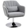 Swivel Linen Fabric Accent Chair for Living Room Contemporary Vanity Armchair with Adjustable Height Thick Cushion Lumbar Support Armrest for Bedroom Office Light Grey Image 3