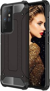 Black Shockproof Armour Case For Samsung Galaxy S22 ULTRA Hybrid Back Cover