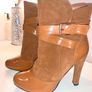 Brown faux leather vegan boots with straps size 5/ 38 Image 4