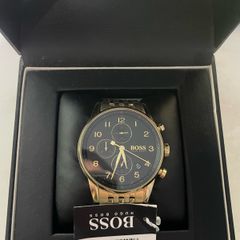 Hugo Boss 1513531 Men's Gold Tone Chronograph Watch Black Dial Box Used