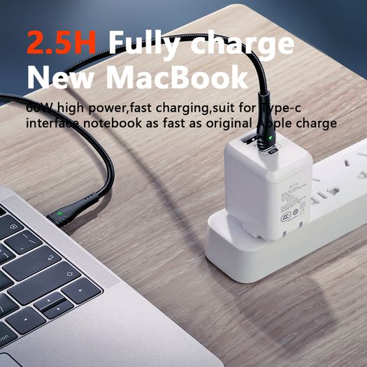 MCDODO 2M 60W/3A Laptop/Mobile/Tablet PD/QC 4.0 Fast Charger & Data Sync Type-C Male/Male Zinc Alloy & Nylon Braided Cable (Brand New/Warranty)