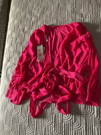 Only Beautiful Pink Wrap Blouse Size UK 8