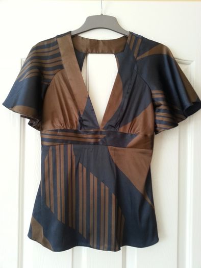 Topshop navy/bronze satin top size 10
