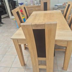 wooden table and chairs