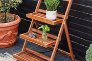 Solid Acacia Wood Flower Stand Plant Stand Flower Stairs Plant Stairs Flower Shelf Flower Bench Garden Shelf 3 Levels