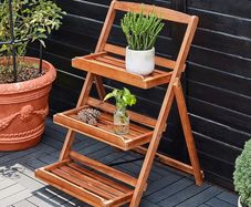 Solid Acacia Wood Flower Stand Plant Stand Flower Stairs Plant Stairs Flower Shelf Flower Bench Garden Shelf 3 Levels