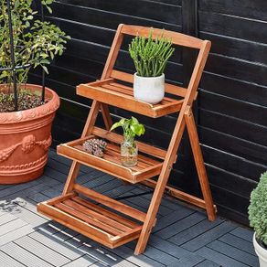 Solid Acacia Wood Flower Stand Plant Stand Flower Stairs Plant Stairs Flower Shelf Flower Bench Garden Shelf 3 Levels