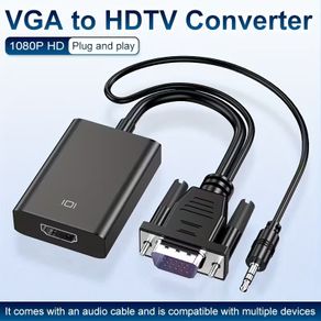 VGA to HDTV Adapter-1080P Video Adapter VGA Converter with Audio Cable, Male to Female for PC, Monitor HDTV (Note: VGA to HDTV Solely, Not Bi-Directional)