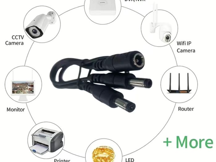 DC Extension Cable 10M Plug 12V Power CCTV Camera. White or Black