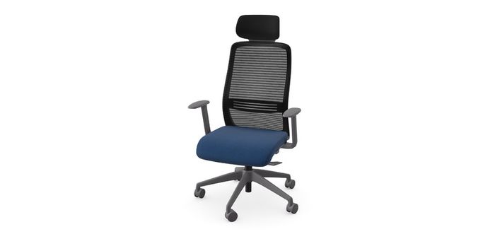 NV High Back Swivel Mesh Chair Grey Frame with adjustable arms and headrest