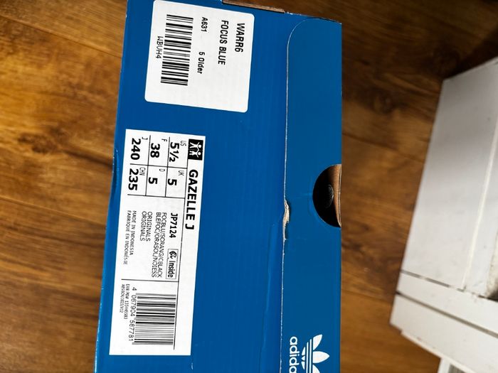 Adidas Gazelle, blue and orange, UK5/EU38, brand new with box - never worn