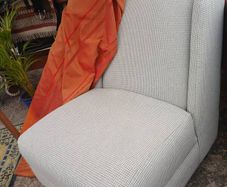 Stunning Designer Bedroom Chair, Wide Winged,, Houndstooth Fabric.