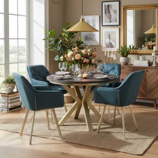 Jupiter X-Frame Loft Dining Table 100+40cm Gold