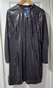 M&S Mini Party Dress UK22 Black Brand New