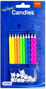 Magic Relighting Birthday Candles - 10 Pieces Multi Colors