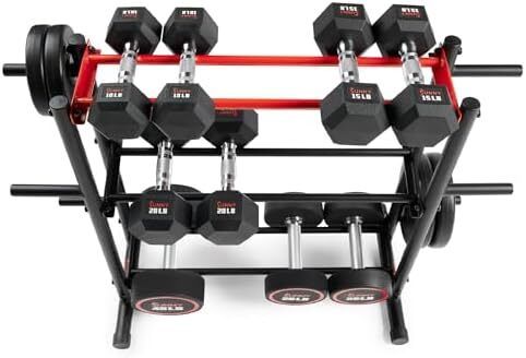 Health & Fitness Multi-Weight Storage Rack Stand for Dumbbells, Kettlebells, Olympic Weight Plates, Barbell and Medicine Ball, Heavy Duty Metal Strength Training Stand for Home Gym