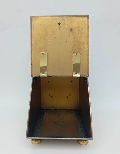 Antique Brass Coal Scuttle Storage Box & Shovel