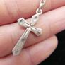 Vintage Sterling Silver 925  Cross Pendant Necklace 16" Image 4
