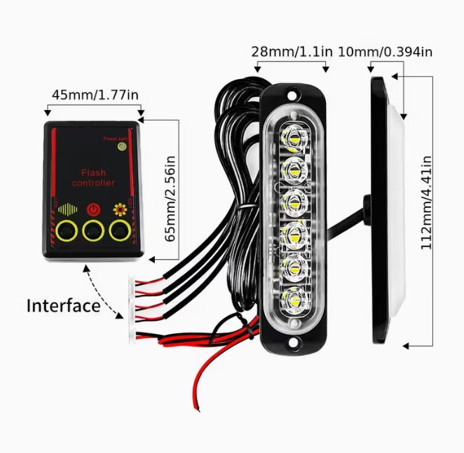 4in 1 LED Grille Flashing Light for Car Truck,