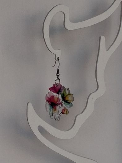 Vibrant Poppy Blossom Watercolour Earrings