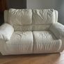 Two seater cream leather couch Image 2