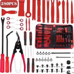 280Pcs Car Trim Removal Tool Kit Include Plastic Pry Tool, Clip Pliers, Hook Pick,Stereo Radio Removal Keys for Removing Panel, Door Panel,Radio,Stereo (High Hardness, No Damage to the Car)