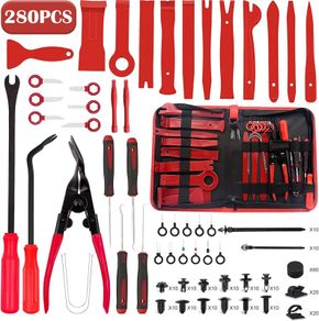 280Pcs Car Trim Removal Tool Kit Include Plastic Pry Tool, Clip Pliers, Hook Pick,Stereo Radio Removal Keys for Removing Panel, Door Panel,Radio,Stereo (High Hardness, No Damage to the Car)