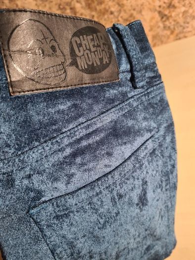 Womens CHEAP MONDAY Tight Velvet Steel blue skinny stretchy trousers jeans  Size W 26 L 32 A1