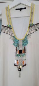 FRENCH CONNECTION white beaded mini dress Sz 12 UK (Fit 10-12UK)