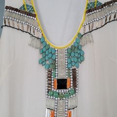 FRENCH CONNECTION white beaded mini dress Sz 12 UK (Fit 10-12UK)